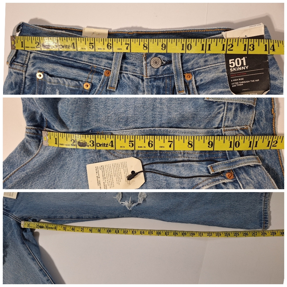 💎NWT Levi's 501 Skinny Distressed Medium Wash Jeans - Picture 14 of 16